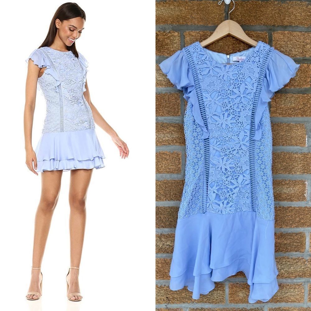 Parker Women's Blue Bennett Ruffle Dress Size 2
